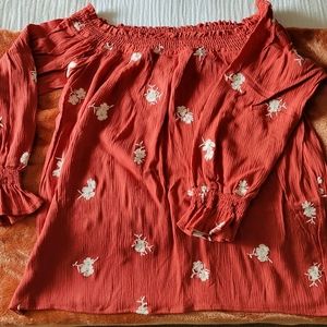 Rust color off the shoulders shirt